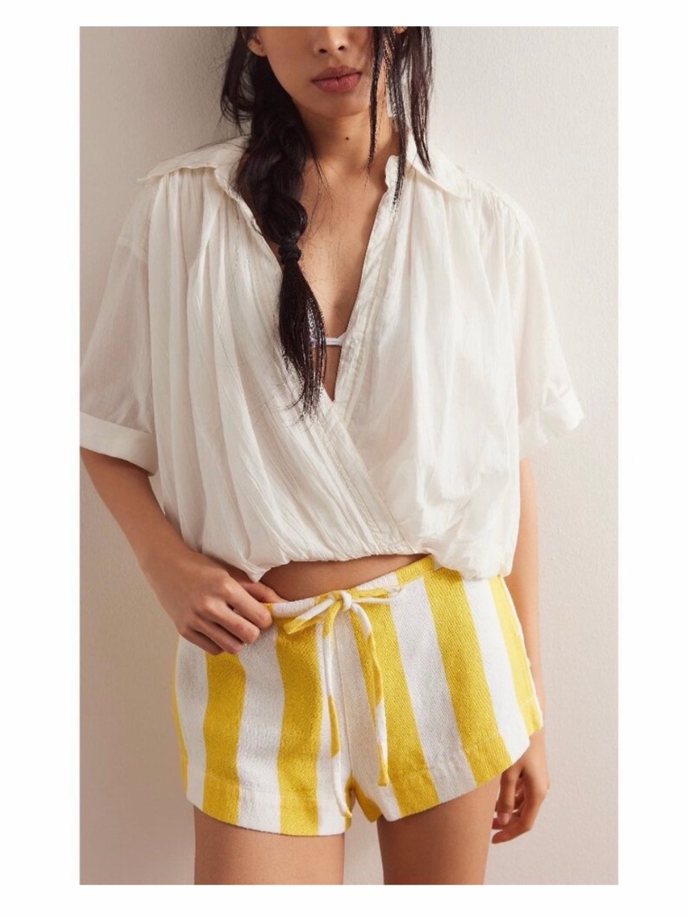 FREE PEOPLE Hot Hot Hot Micro Shorts in Yellow Combo size Small
